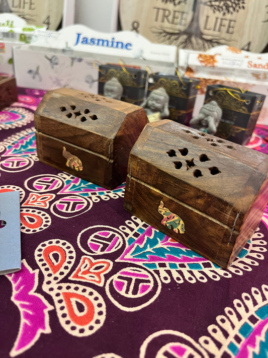 Wooden Chest Incense Holder
