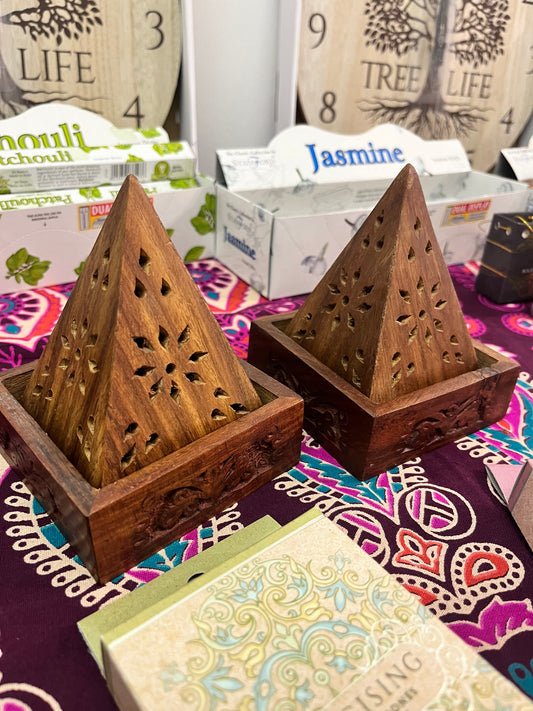 Wooden Pyramid Incense Holder